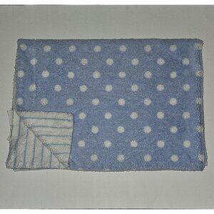 First Impressions Blue White Stripes Polka Dots Fleece Baby Blanket SPOTS READ